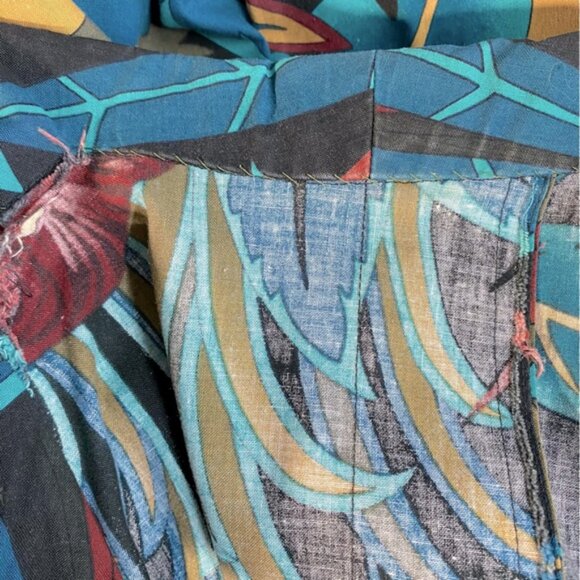 Vintage Handmade Jungle Cat Print Open Front Light Jacket Blazer XL - Picture 4 of 15